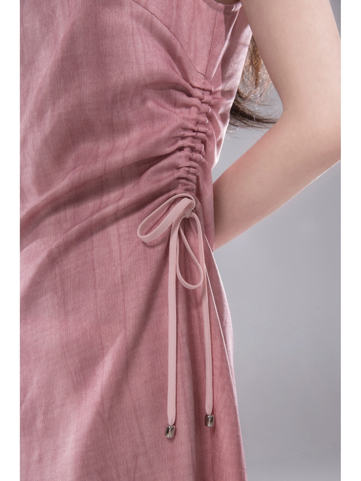 COTRE overflowing red mulberry tie-dye artistic plant-dyed lace suspender dress