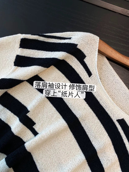 AMR UU◆"Paper Man" lazy and fashionable boyfriend style big sweater loose striped sweater women's sweater autumn new