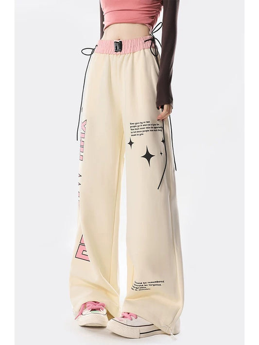 Summer thin wide-leg sweatpants for women spring and autumn new style jazz hip-hop loose straight sweatpants casual long pants trendy