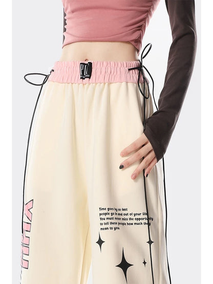 Summer thin wide-leg sweatpants for women spring and autumn new style jazz hip-hop loose straight sweatpants casual long pants trendy