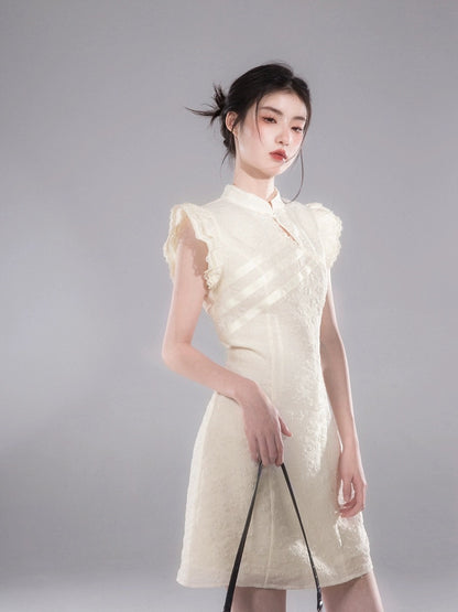 COTRE Oriental Bone Huajianji New Chinese Style Small Flying Sleeves Improved Cheongsam Dress Summer New Style