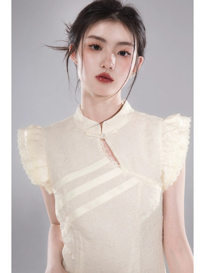 COTRE Oriental Bone Huajianji New Chinese Style Small Flying Sleeves Improved Cheongsam Dress Summer New Style