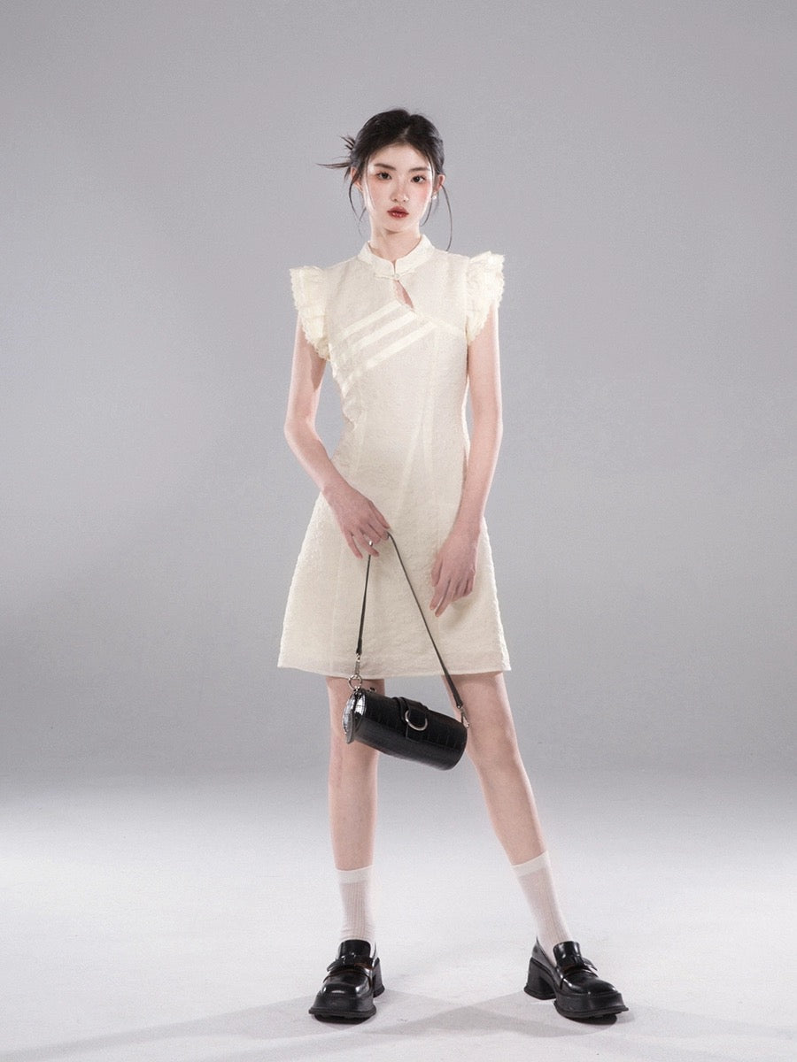 COTRE Oriental Bone Huajianji New Chinese Style Small Flying Sleeves Improved Cheongsam Dress Summer New Style