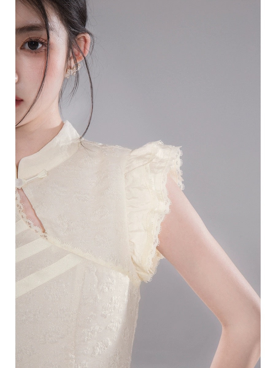 COTRE Oriental Bone Huajianji New Chinese Style Small Flying Sleeves Improved Cheongsam Dress Summer New Style