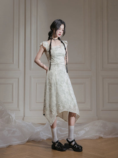 COTRE Biyunmo green knitted jacquard dress