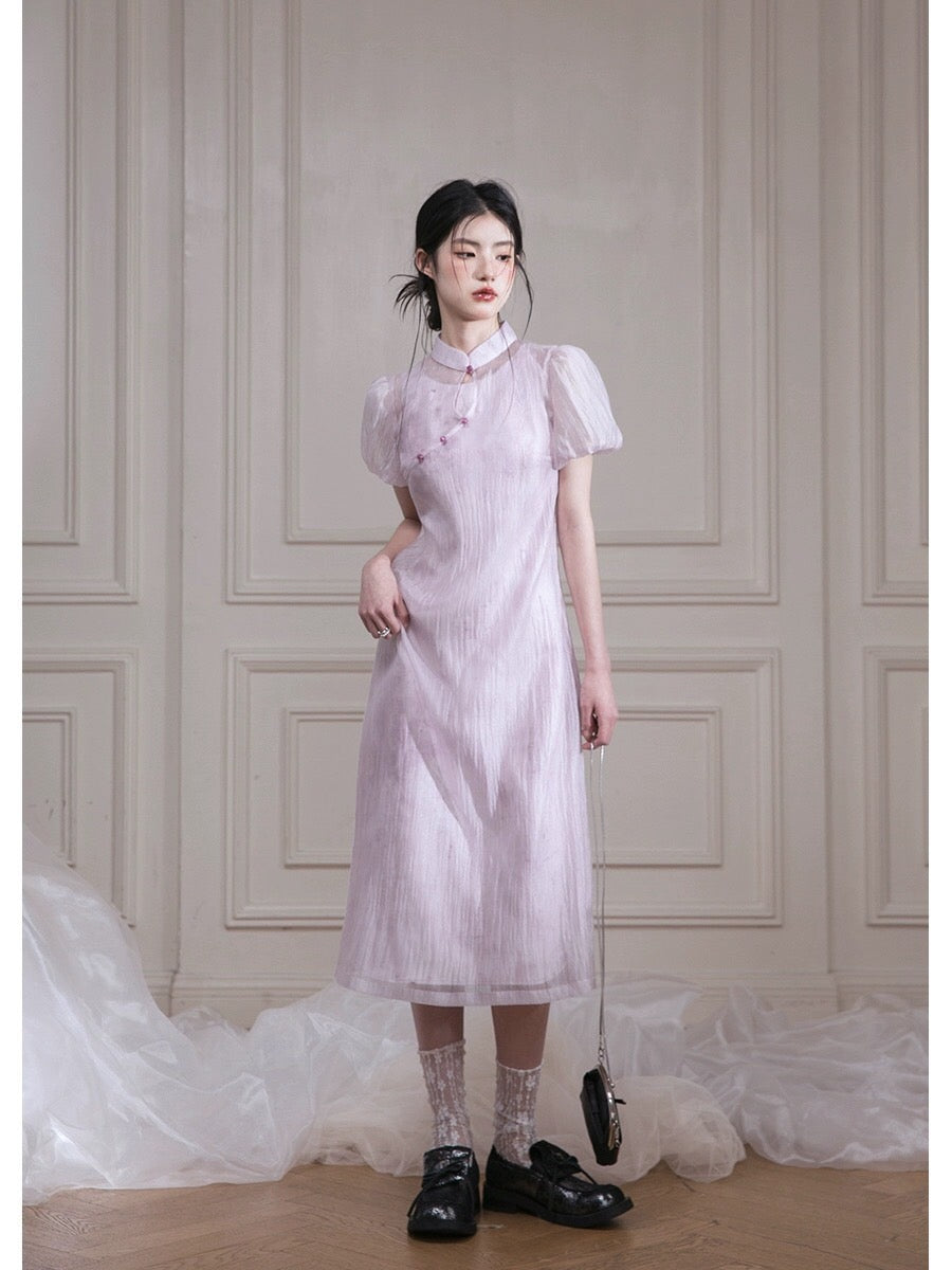 COTRE Camellia Lingfen new Chinese style layered two-piece dress