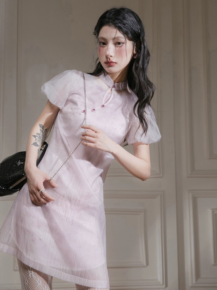 COTRE Camellia Lingfen new Chinese style layered two-piece dress