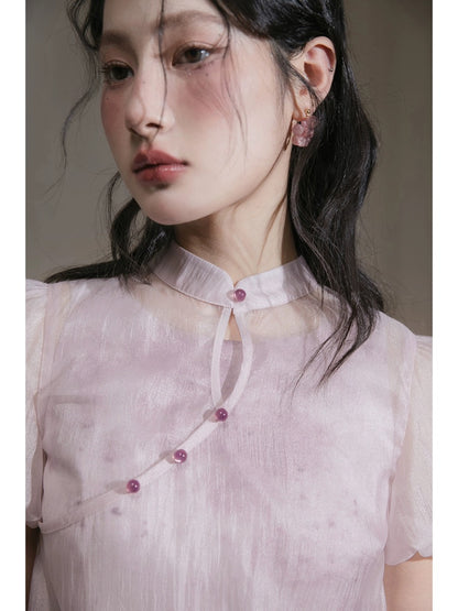 COTRE Camellia Lingfen new Chinese style layered two-piece dress