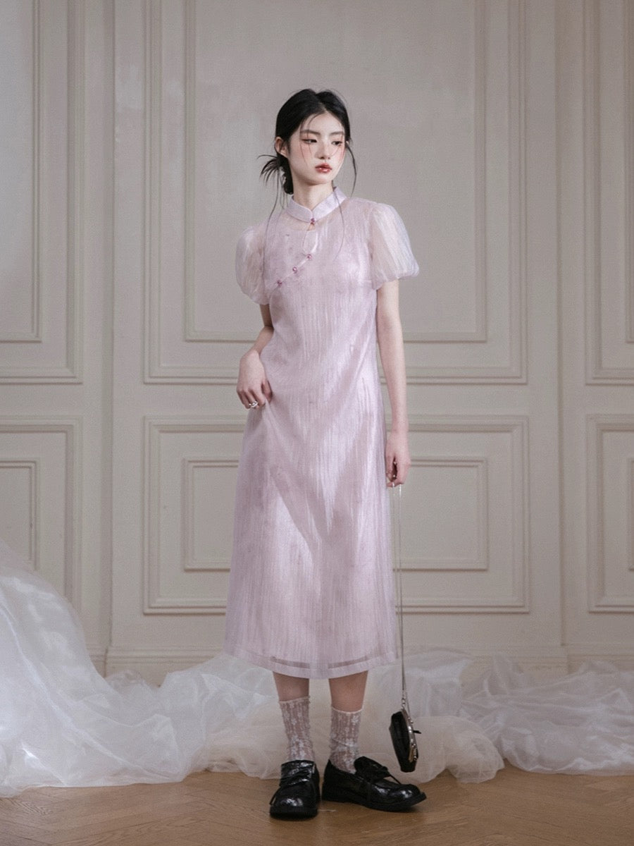 COTRE Camellia Lingfen new Chinese style layered two-piece dress