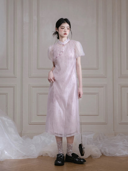 COTRE Camellia Lingfen new Chinese style layered two-piece dress