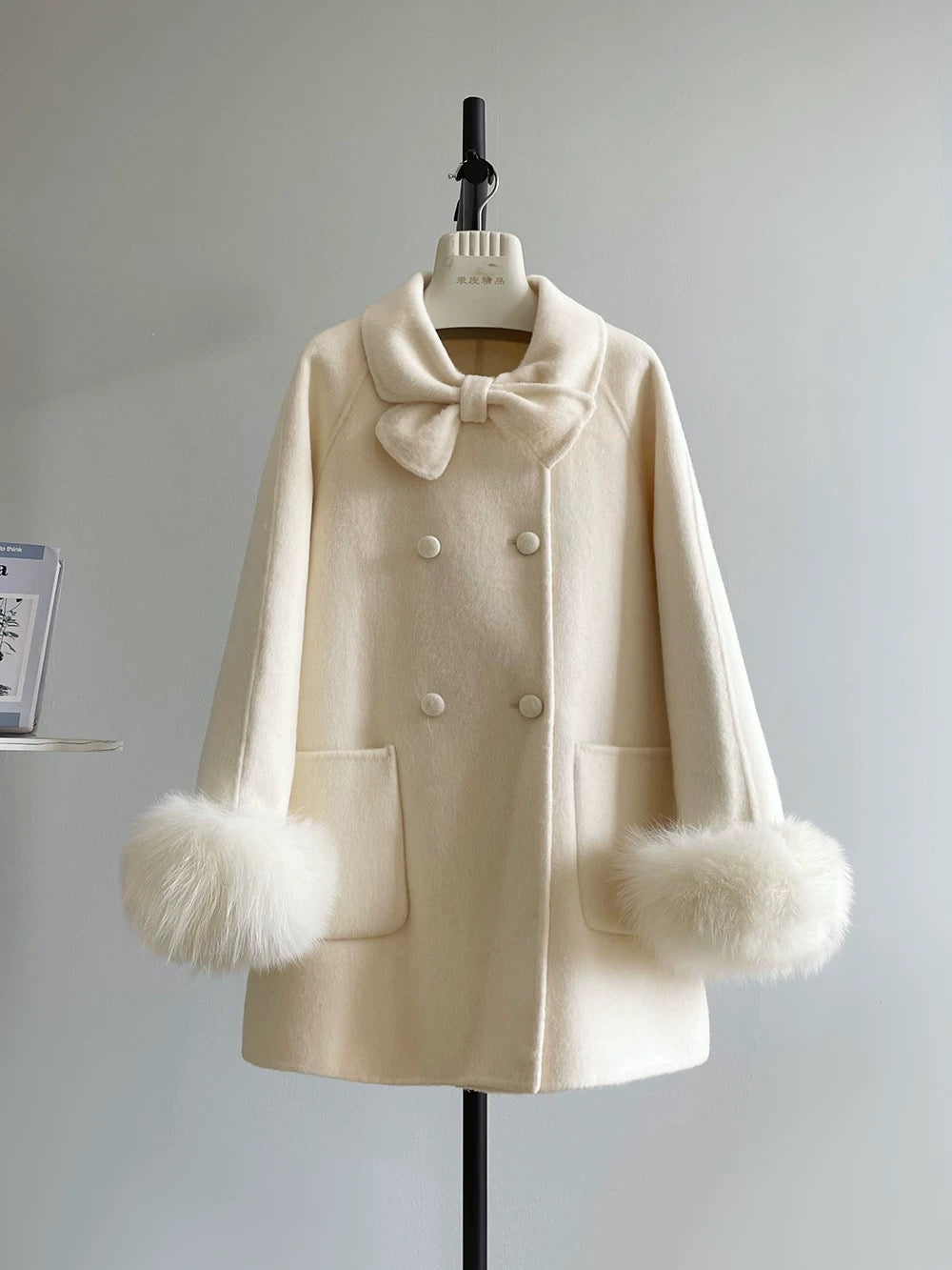 Cinderella double-faced wool coat female fox fur coat small size autumn and winter contrast wool velvet autumn new style K560