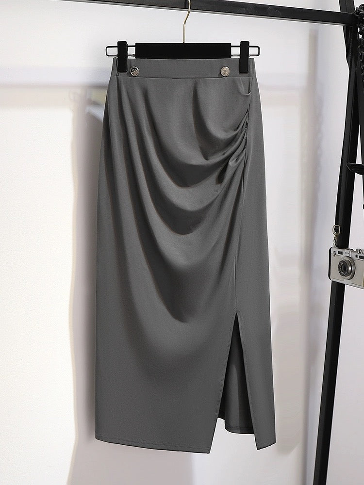 Gray casual suit skirt for women summer 2024 new style this year's popular beautiful hip-hugging skirt dress two-piece set