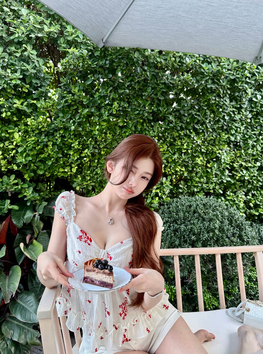 Han Yujia's "Summer Flowers" Tencel Embroidered French Sleeveless Shirt for Women, Summer Outer Shoulder Top