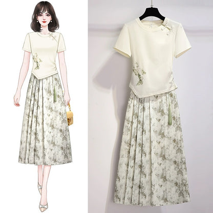 New Chinese style national style women's clothing is popular this year, beautiful suit skirts and dresses 2024 new summer two-piece skirts