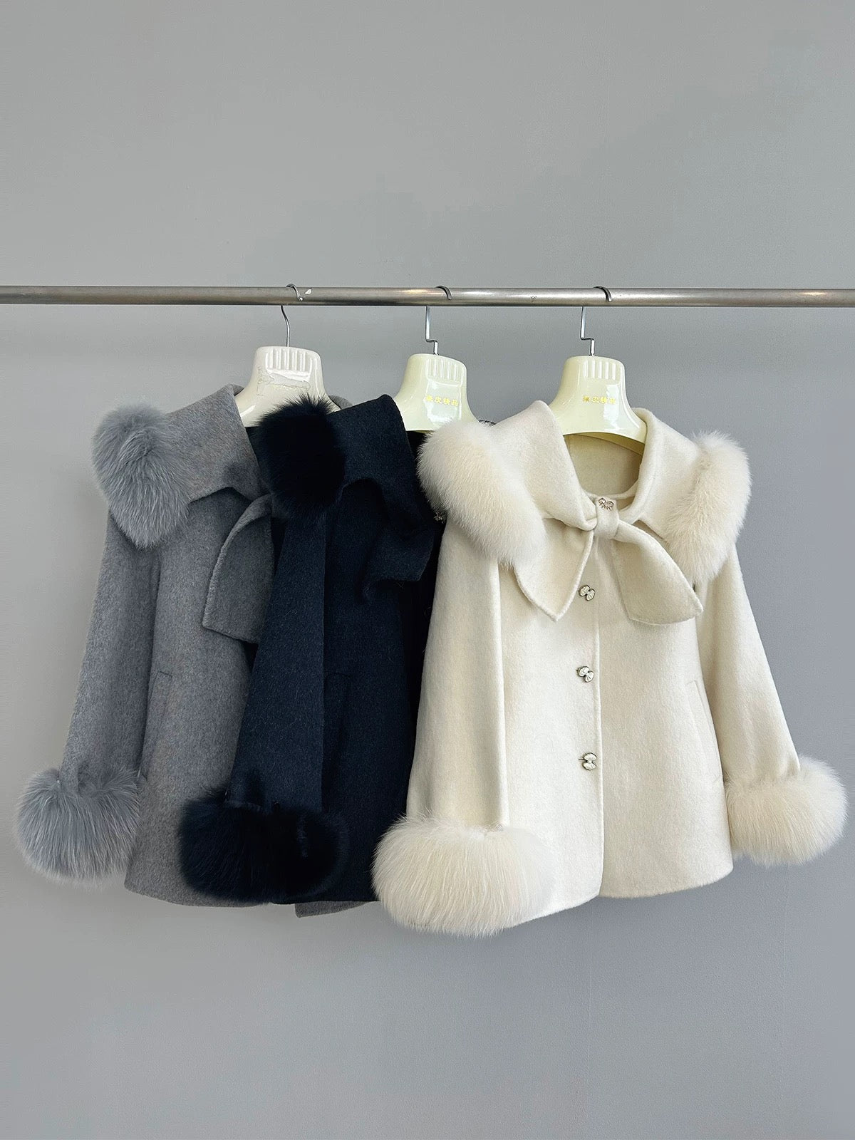 『Ambiguous Period』Rich Girl Feeling Double-sided Wool Plush Coat Women Fox Fur Woolen Coat Women A481