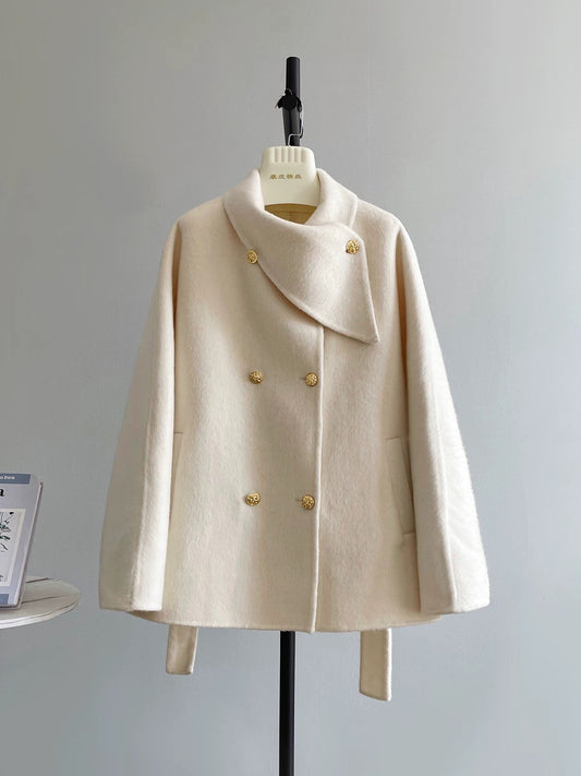 Vienna Camellia double-faced wool velvet coat female autumn and winter new Korean small lace wool coat K580
