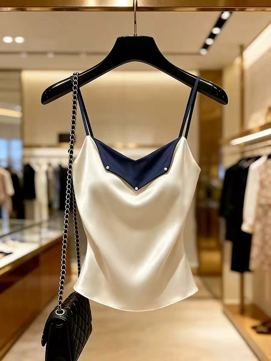2026 Summer New Arrival: Sophisticated & Chic Sleeveless Top – Stylish, Versatile White Camisole with Panel Detailing