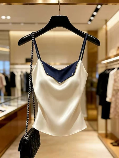 2026 Summer New Arrival: Sophisticated & Chic Sleeveless Top – Stylish, Versatile White Camisole with Panel Detailing
