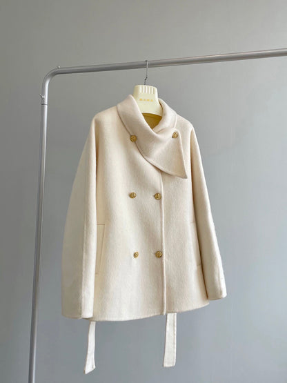 Vienna Camellia double-faced wool velvet coat female autumn and winter new Korean small lace wool coat K580