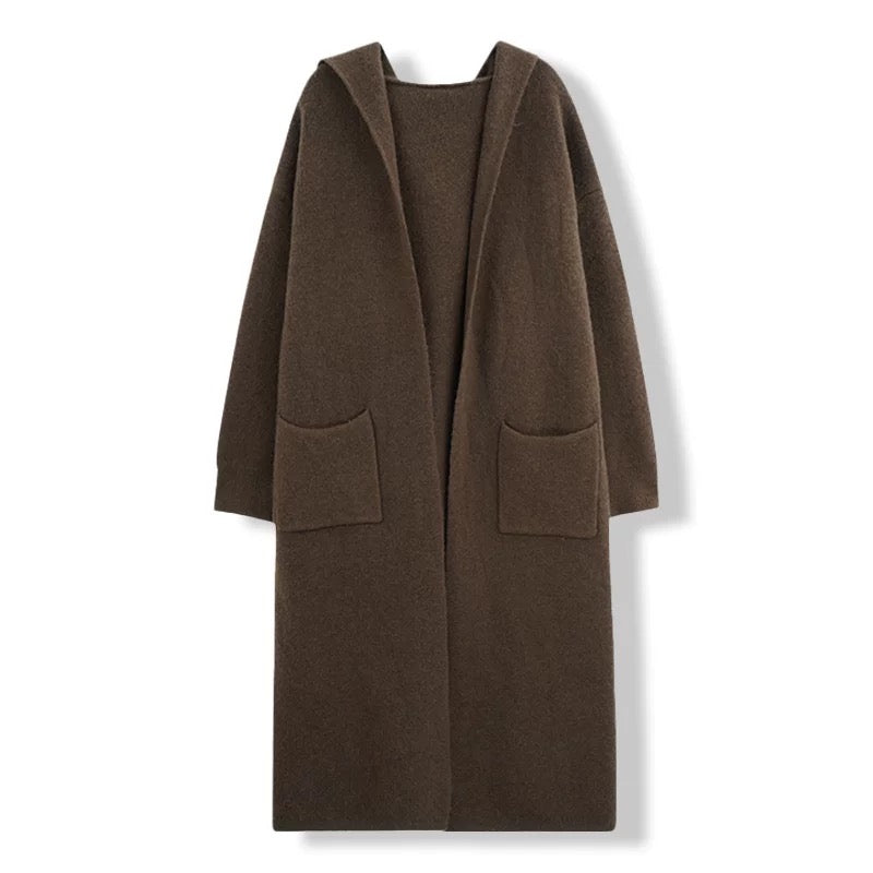 Casual retro thickened sweater cardigan coat for women 2024 autumn and winter loose thickened knitted dress two-piece suit