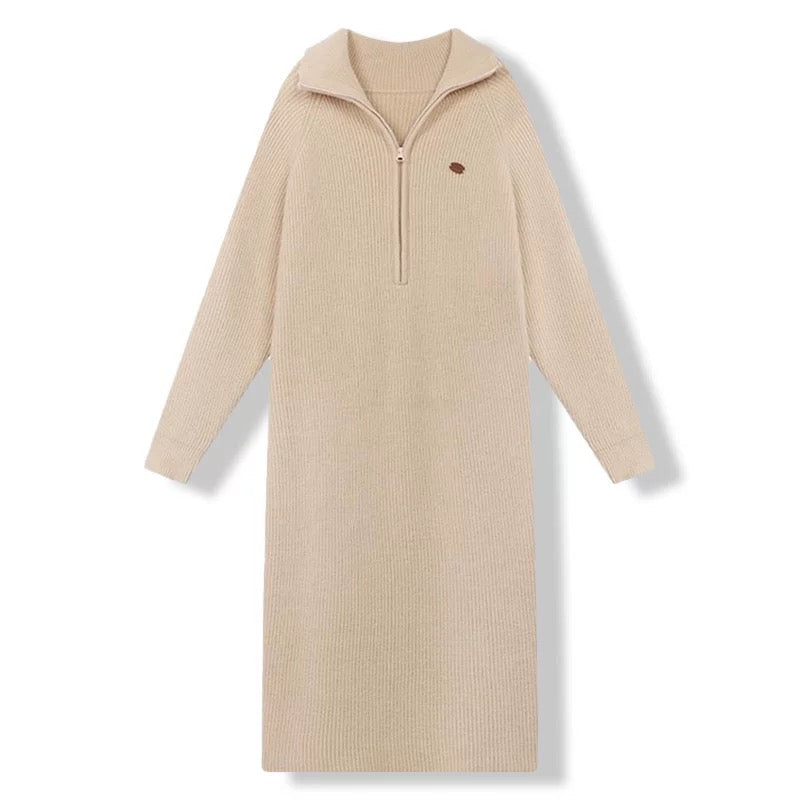 Casual retro thickened sweater cardigan coat for women 2024 autumn and winter loose thickened knitted dress two-piece suit