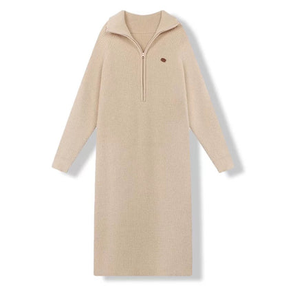 Casual retro thickened sweater cardigan coat for women 2024 autumn and winter loose thickened knitted dress two-piece suit