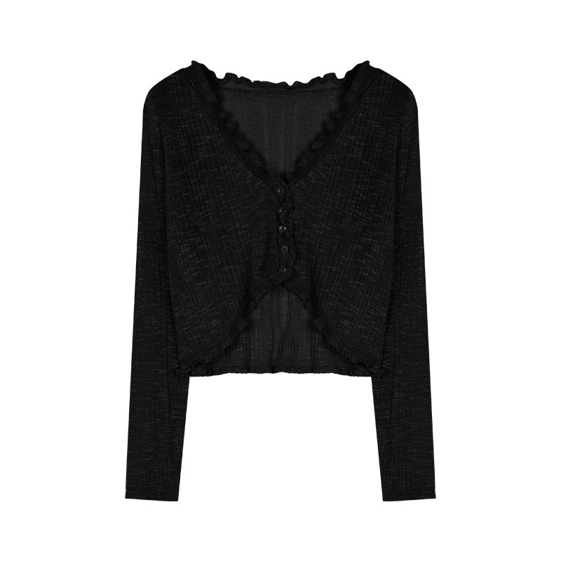 Designed thin pink sunscreen knitted cardigan jacket for women in summer niche loose short outer blouse top