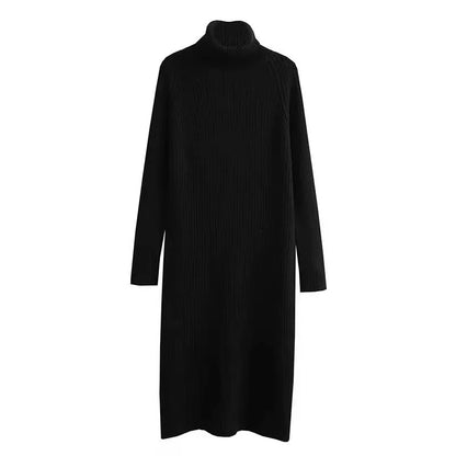 Lazy wind coat, long-sleeved coat, sweater cardigan, women's autumn and winter new high-neck bottoming knitted dress two-piece set