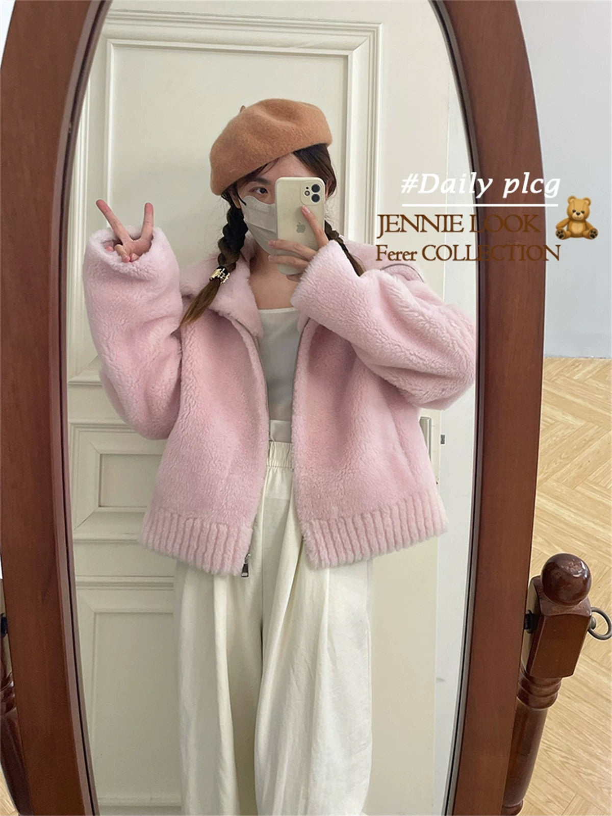 Half a dozen crisp lamb wool navy collar fur fur one-piece sheep shearling coat women's short 2024 winter explosion A338