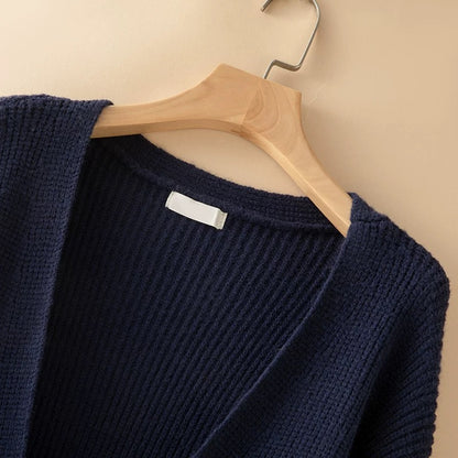 Lazy wind coat, long-sleeved coat, sweater cardigan, women's autumn and winter new high-neck bottoming knitted dress two-piece set