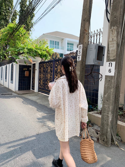 freshtaro Summer Lotus Root Flower Resurrection Windbreaker Style Shirt Sun Protection Jacket + Bow Sling