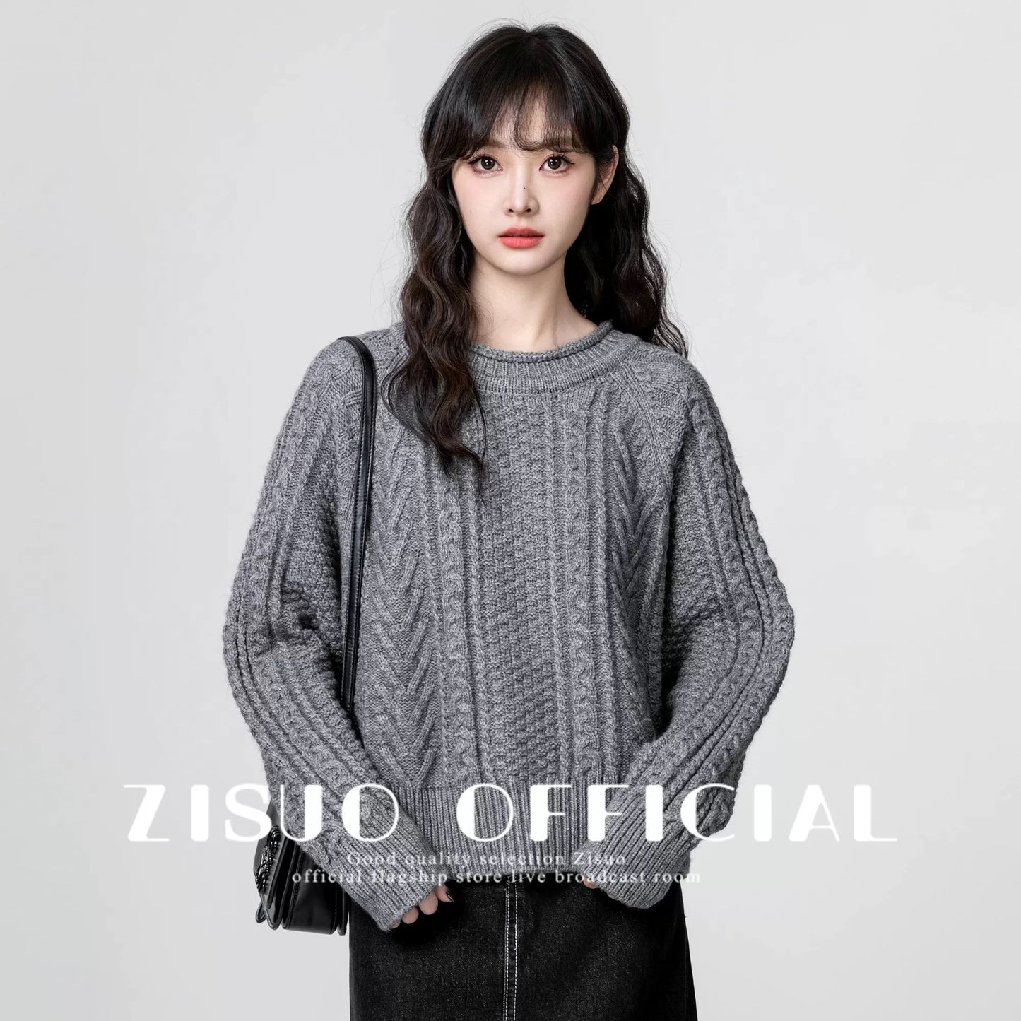 Yellow thickened twist round neck sweater for women 2024 autumn and winter new loose casual pullover sweater short top