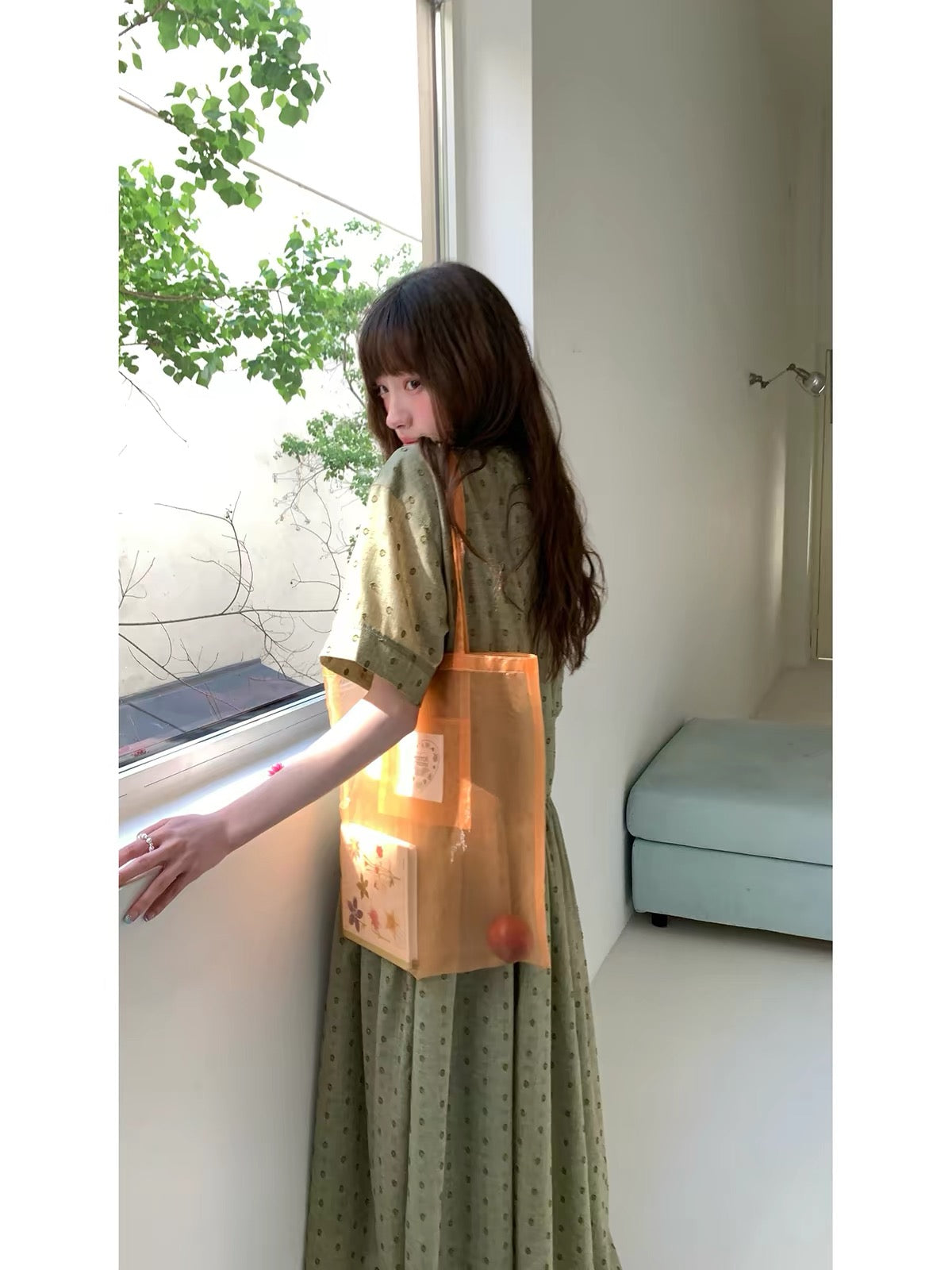 RAINY French-style sweet & casual round-neck pocket dress – a vintage, refined polka-dot maxi dress for women (Summer).
