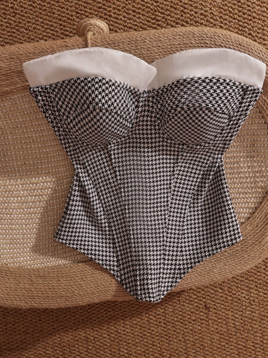 New French-style, niche design, strapless, sexy, slimming, high-end camisole top.