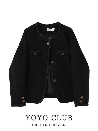 YOYO CLUB French style small fragrance jacket winter new large size women's clothing fat mm covers the belly and looks slim long-sleeved top