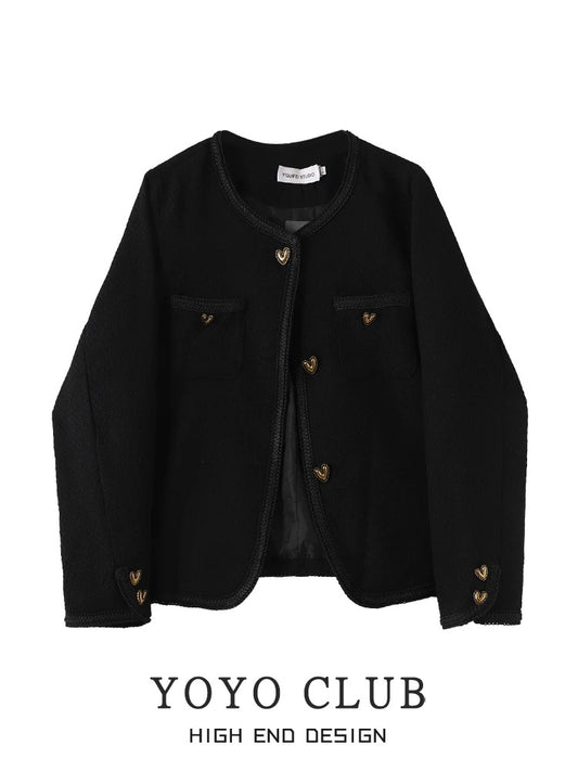 YOYO CLUB French style small fragrance jacket winter new large size women's clothing fat mm covers the belly and looks slim long-sleeved top