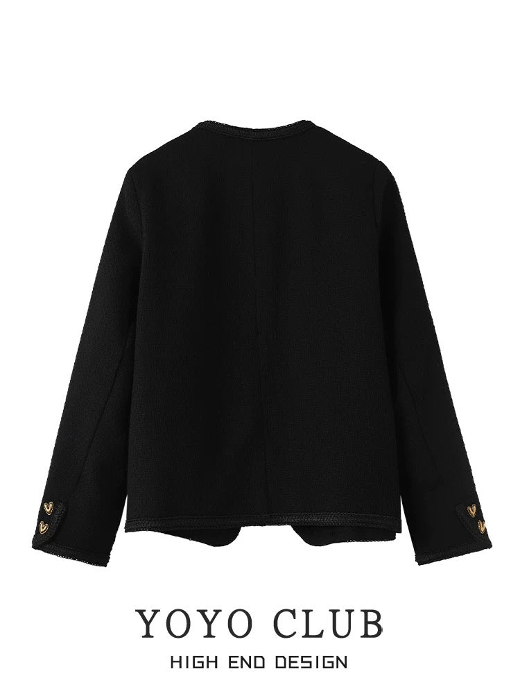 YOYO CLUB French style small fragrance jacket winter new large size women's clothing fat mm covers the belly and looks slim long-sleeved top