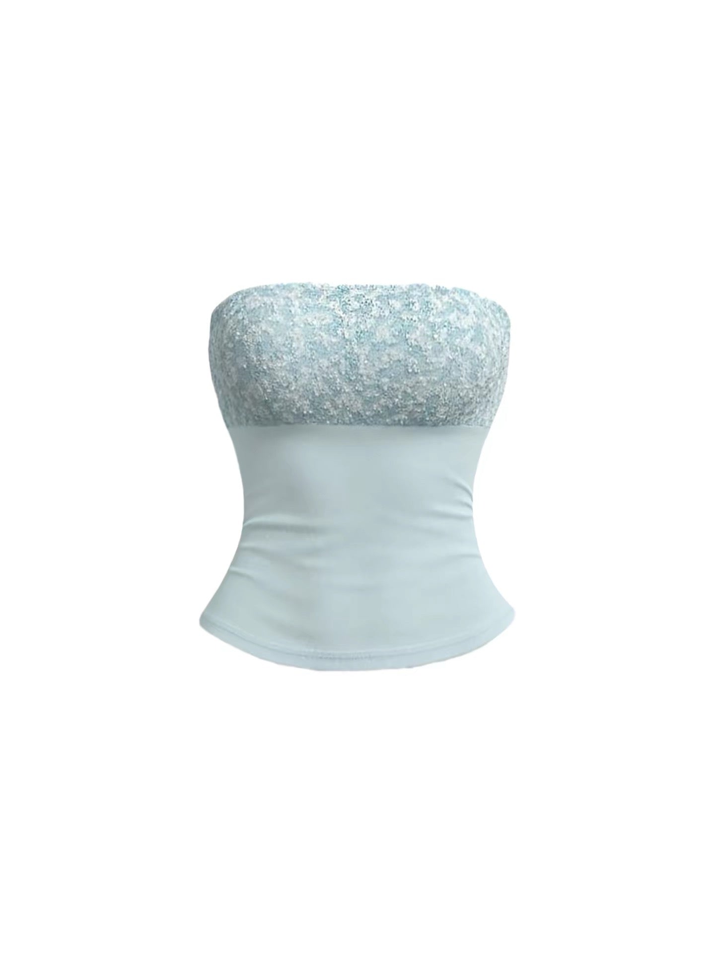 HEZA French-style elegant sequined mesh strapless top and form-fitting hip-hugging skirt set (Autumn/Winter)