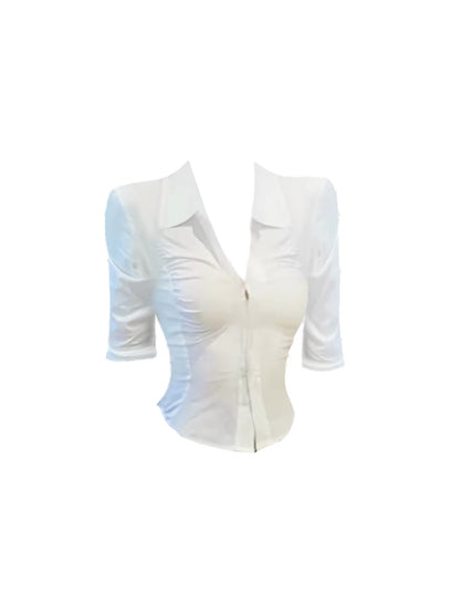 HEZA Summer Set: Chic French-style fitted shirt and high-quality, form-fitting hip-hugging skirt (flattering for a slightly curvy, sophisticated look).
