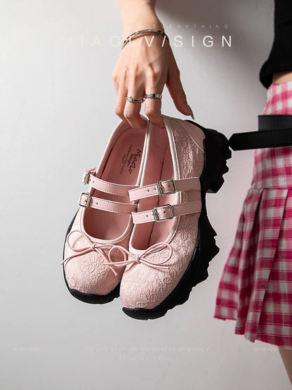 "Wonderful Couple" Girlhood~Sporty thick-soled Mary Jane shoes for women, spring pumps, small leather shoes, white shoes