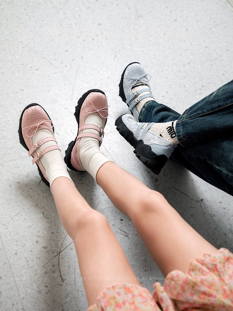 "Wonderful Couple" Girlhood~Sporty thick-soled Mary Jane shoes for women, spring pumps, small leather shoes, white shoes