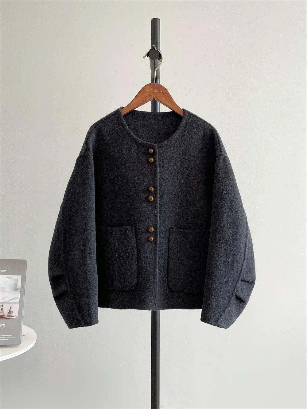 Date Xiaoxiang style double-sided wool plush autumn and winter fashionable casual scimitar sleeve coat woolen coat female winter P223