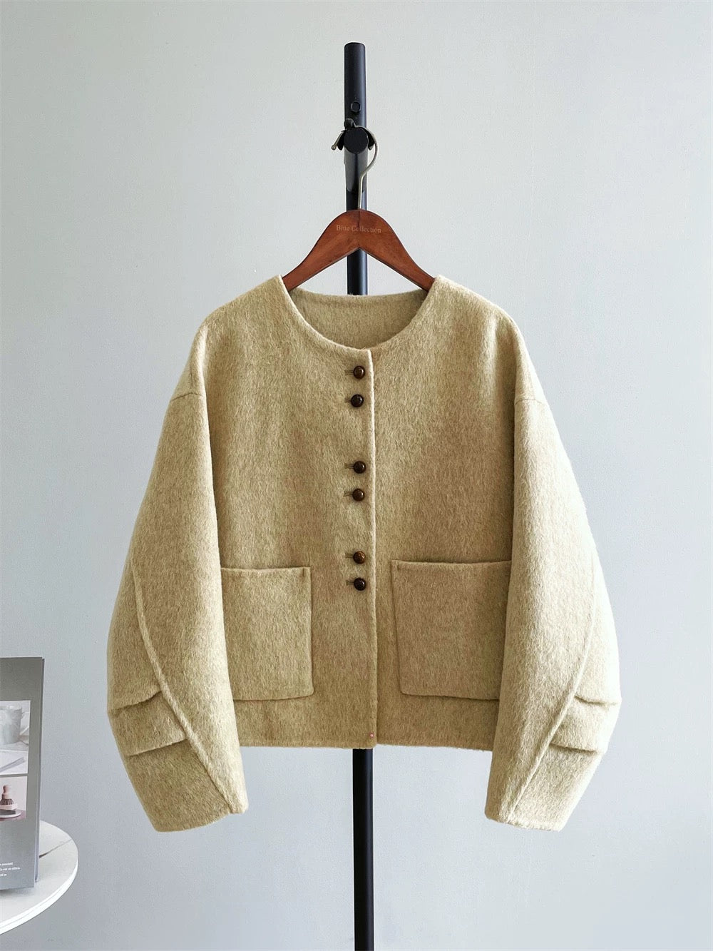 Date Xiaoxiang style double-sided wool plush autumn and winter fashionable casual scimitar sleeve coat woolen coat female winter P223