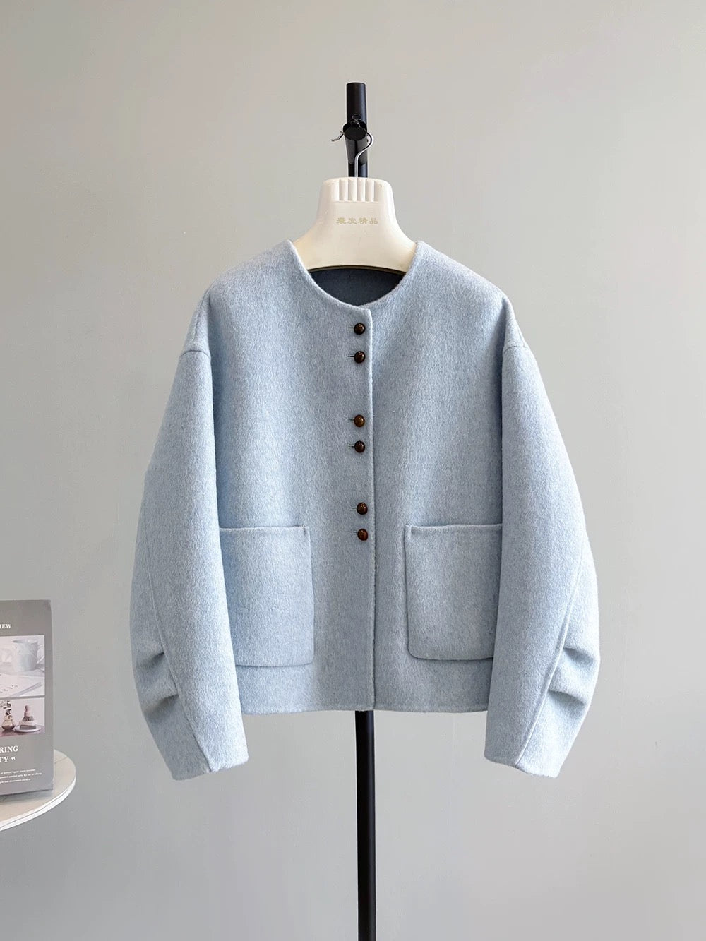 Date Xiaoxiang style double-sided wool plush autumn and winter fashionable casual scimitar sleeve coat woolen coat female winter P223