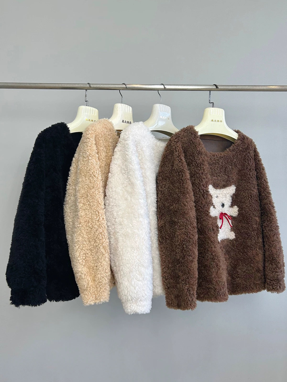 Xiaohua same style happy puppy new cute sheep shearling head fur grass full lamb wool coat female A477