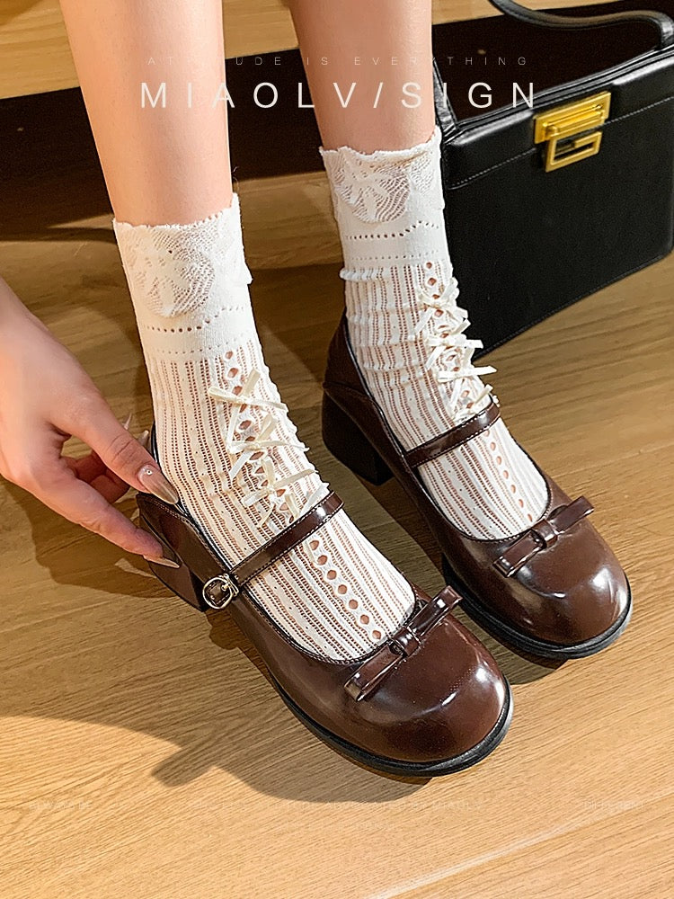 "Wonderful Couple" Rococo Girl ~ French Mary Jane Small Leather Shoes Women's Shoes Spring and Autumn White Leather Shoes JK Shoes Single Shoes
