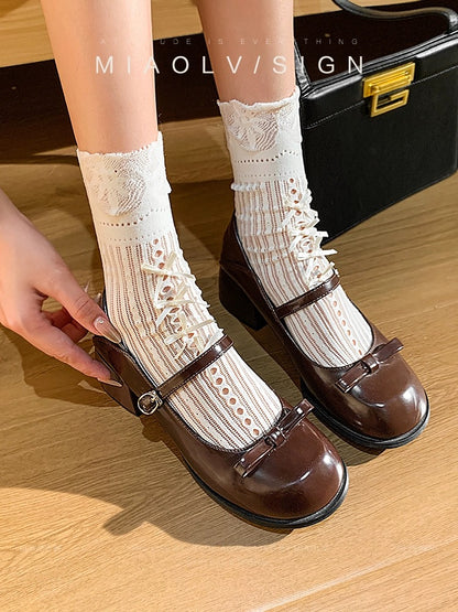 "Wonderful Couple" Rococo Girl ~ French Mary Jane Small Leather Shoes Women's Shoes Spring and Autumn White Leather Shoes JK Shoes Single Shoes