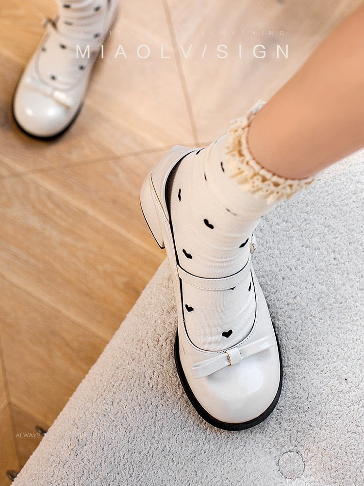 "Wonderful Couple" Rococo Girl ~ French Mary Jane Small Leather Shoes Women's Shoes Spring and Autumn White Leather Shoes JK Shoes Single Shoes