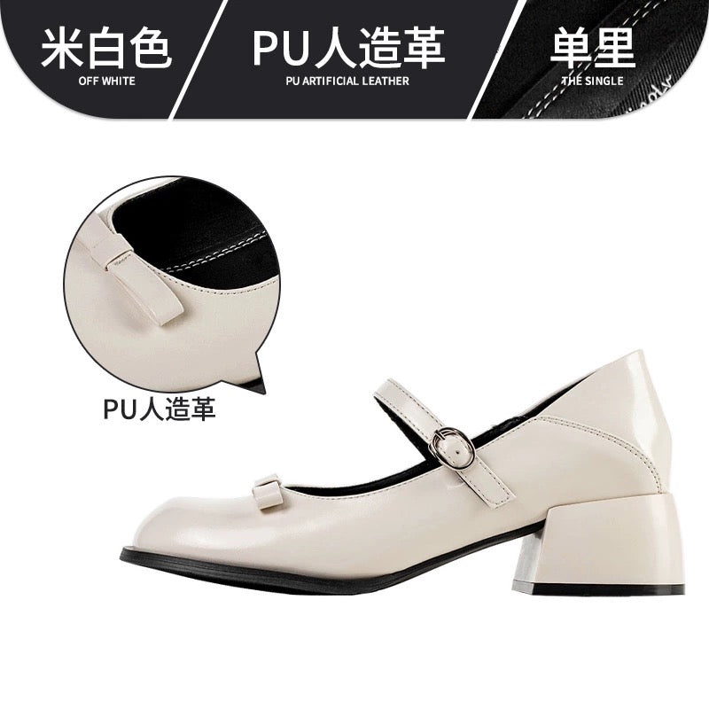 "Wonderful Couple" Rococo Girl ~ French Mary Jane Small Leather Shoes Women's Shoes Spring and Autumn White Leather Shoes JK Shoes Single Shoes