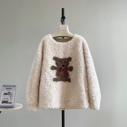 Xiaohua same style happy puppy new cute sheep shearling head fur grass full lamb wool coat female A477